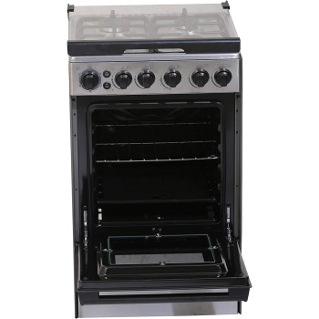 Midea 50X55 cm Freestanding Cooker, Full Gas Cooking Range With 4 Burners, Stainless Steel, Automatic Ignition And Full Safety, Cast Iron Pan Support, Mechanical Timer, Heat Resistant Knobs, BME55007FFD, 1 Year Warranty