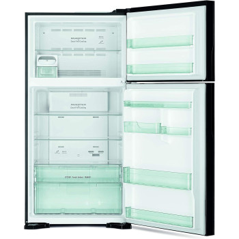 Hitachi 715 L Gross Top Mount Double Door Refrigerator RV715PUK7KPSV, 10-Year Warranty On Inverter Compressor, 2 Doors Fridge With Dual Fan Cooling, Touch Screen Control, Twist Ice Tray, Premium Silver