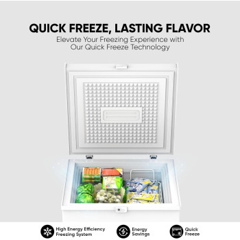 Nikai 150L Single Door Chest Freezer With Storage Basket, High Energy Efficiency Cooling System, Adjustable Temperature, Child Lock, Silent Operation, Ideal For Home And Restaurants - NCF150N7 (White), 1 Year Warranty