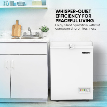 Nikai 150L Single Door Chest Freezer With Storage Basket, High Energy Efficiency Cooling System, Adjustable Temperature, Child Lock, Silent Operation, Ideal For Home And Restaurants - NCF150N7 (White), 1 Year Warranty