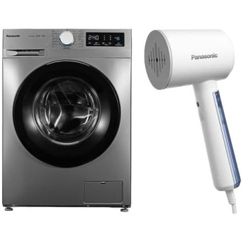 Panasonic 8Kg 1400 Rpm Front Load Washing Machine With Portable Handheld Garment Steamer, 1570W, For Home And Travel, 1 Year Warranty