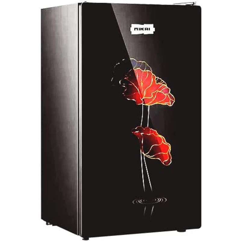 Nikai 140L Gross 90L Net Single Door Refrigerator With Glass Finish, 2L Bottle Holder, Glass Shelves, Separate Chiller Compartment, Ideal Mini Fridge For Home, Kitchen, Bedroom, Office And Bar - NRF140G (Black), 1 Year Warranty