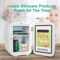 Crownful Mini Fridge, 4 Liter 6 Can Portable Cooler And Warmer Personal Fridge For Skin Care, Cosmetics, Food, Great For Bedroom, Office, Car, Dorm, Etl Listed (White), 1 Year Warranty