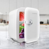 Crownful Mini Fridge, 4 Liter 6 Can Portable Cooler And Warmer Personal Fridge For Skin Care, Cosmetics, Food, Great For Bedroom, Office, Car, Dorm, Etl Listed (White), 1 Year Warranty