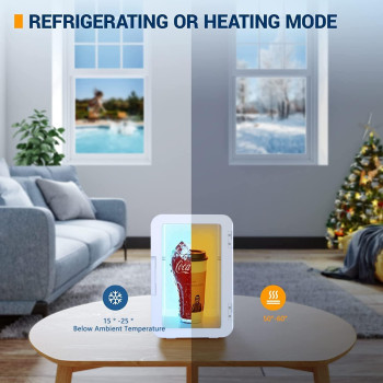 TDOO 8L Mini Fridge, Travel Refrigerator With Ac Dc Portable Thermoelectric Cooler And Warmer, Portable Personal Refrigerator For Food, Drinks, Skincare, Medications, Great For Office, Bedroom, Dorm, Car, 1 Year Warranty