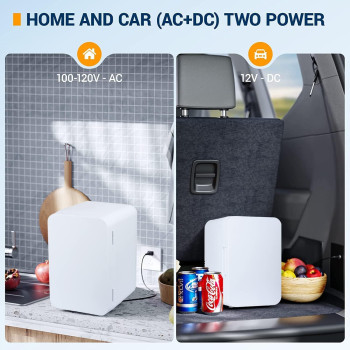 TDOO 8L Mini Fridge, Travel Refrigerator With Ac Dc Portable Thermoelectric Cooler And Warmer, Portable Personal Refrigerator For Food, Drinks, Skincare, Medications, Great For Office, Bedroom, Dorm, Car, 1 Year Warranty