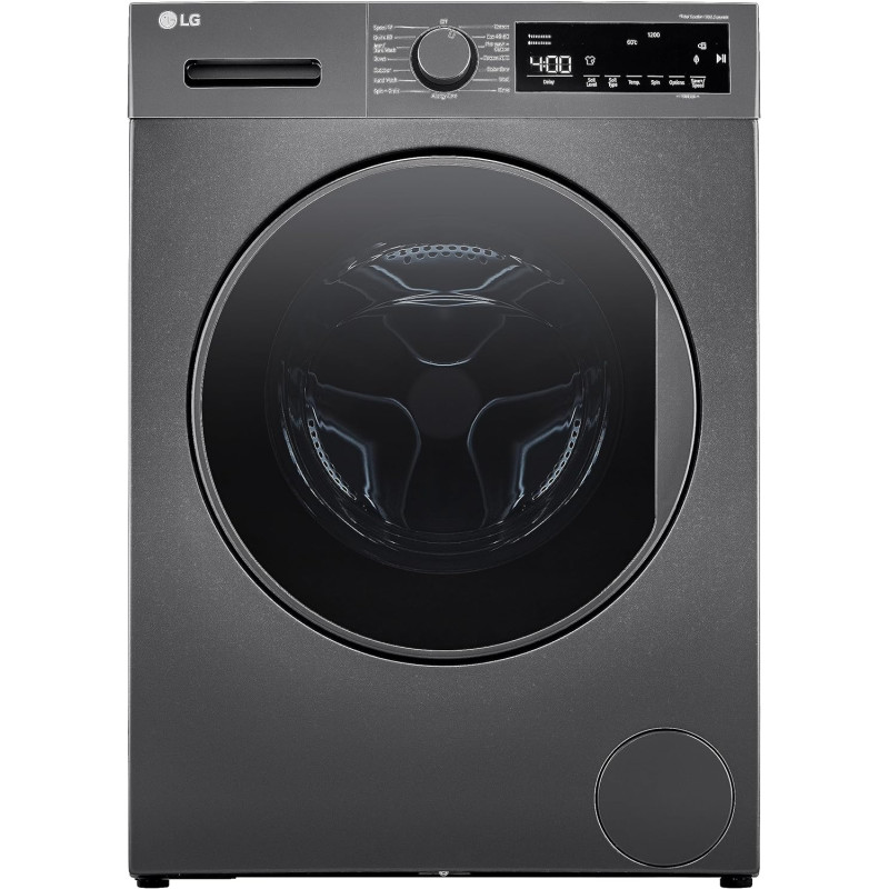LG 8 Kg Washing Machine, Big Led, 15 Advance Washing Cycles, Allergy Care, 1200 Rpm, Dark Silver Color, Made In Turkey - F2T2TYM1S, 1 Year Warranty