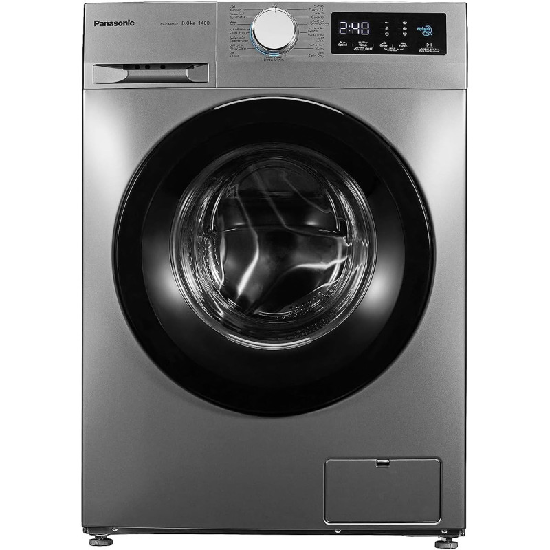 Panasonic 8Kg 1400 Rpm Front Load Washing Machine, Silver - NA-148MG2, 1 Year Warranty