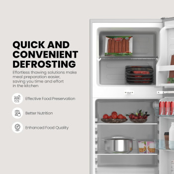 Nikai 200L Gross, Net 127L Net, Double Door Refrigerator, Adjustable Glass Shelves, Convenient Defrosting, Temperature Control, Energy Saving R600A Gas, Silent Operation, Ideal For Home, Office And Hotels NRF200DN3M, Silver, 1 Year Warranty
