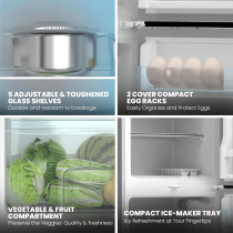 Nikai 200L Gross, Net 127L Net, Double Door Refrigerator, Adjustable Glass Shelves, Convenient Defrosting, Temperature Control, Energy Saving R600A Gas, Silent Operation, Ideal For Home, Office And Hotels NRF200DN3M, Silver, 1 Year Warranty