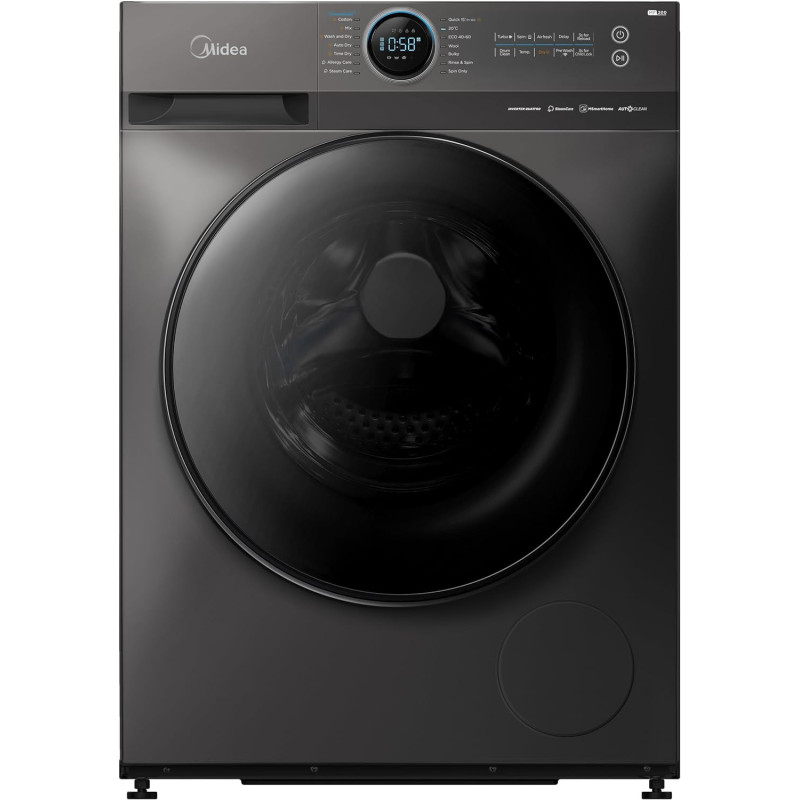 Midea 10/7 Kg Smart Washer Dryer With Bldc Inverter Motor, 1400 Rpm, Fully Automatic Front Load Washing And Drying Combo Wi-Fi Machine, 16 Programs-Allergy Steam Care Auto Clean, Titanium, MF200D100WBT, 1 Year Warranty