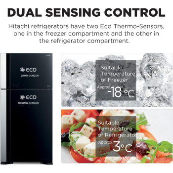 Hitachi 505L Gross 2 Doors Top Mount Refrigerator Rvx505Puk9Kpsv, 10 Year Warranty On Inverter Compressor, No Frost Double Door Fridge, Dual Fan Cooling, Led Light, Twist Ice Tray, Platinum Silver