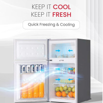 Nobel 120 L Gross / 95 L Gross, Net 85 L Double Door Refrigerator, R600A Refrigerant, Temperature Control, Inside Light, Dark Silver Colour, 1 Year Warranty