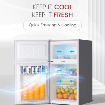 Nobel 120 L Gross / 95 L Gross, Net 85 L Double Door Refrigerator, R600A Refrigerant, Temperature Control, Inside Light, Dark Silver Colour, 1 Year Warranty
