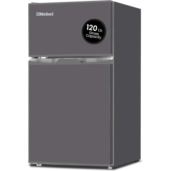 Nobel 120 L Gross / 95 L Gross, Net 85 L Double Door Refrigerator, R600A Refrigerant, Temperature Control, Inside Light, Dark Silver Colour, 1 Year Warranty