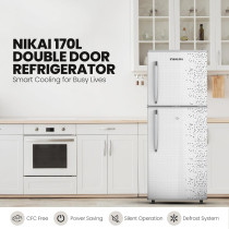Nikai 170L Gross, 112L Net Double Door Refrigerator With Vegetable Crisper And Adjustable Glass Shelves, Convenient Defrosting And Temperature Control, Ideal For Kitchen, Bedroom, Office And Hotels - Nrf170Dn3M (Silver), 1 Year Warranty