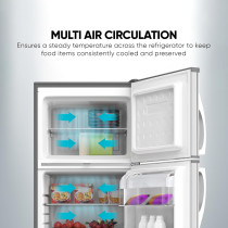 Nikai 320L Double Door Top Mount Refrigerator, 2 Glass Shelves And Bottle Storage Racks, Power Saving R600A Gas, Cfc Free, Silent Operation Best For Home, Office With Child Lock Key-Nrf320Dn5S Silver, 1 Year Warranty