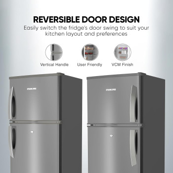 Nikai 320L Double Door Top Mount Refrigerator, 2 Glass Shelves And Bottle Storage Racks, Power Saving R600A Gas, Cfc Free, Silent Operation Best For Home, Office With Child Lock Key-Nrf320Dn5S Silver, 1 Year Warranty