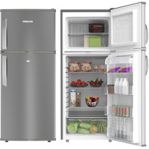 Nikai 320L Double Door Top Mount Refrigerator, 2 Glass Shelves And Bottle Storage Racks, Power Saving R600A Gas, Cfc Free, Silent Operation Best For Home, Office With Child Lock Key-Nrf320Dn5S Silver, 1 Year Warranty