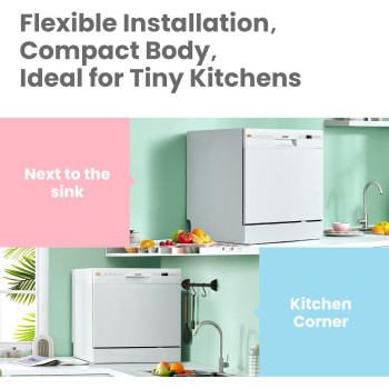 Comfee Tabletop Dishwahser 8 Place Compact Dishwasher With 7 Programmes Settings, Super Quiet And Quick, Led Display, Delay Start And Wifi Function App Control, 1 Year Warranty