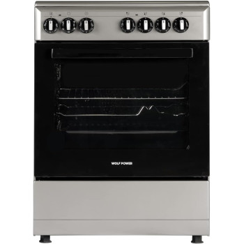 Wolf Power Freestanding 60X60 Cm Ceramic Cooker, 4 Cooking Zones, 65 Litres Electric Oven With Turbo Fan, Stainless Steel, Wcr6060Cermf, 1 Year Warranty"Min 1 Year Manufacturer Warranty"