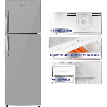 Super General 360 Litres Gross Compact Double Door Refrigerator-Freezer, No-Frost, Led-Light, Inox, SGR-360I, 1 Year Warranty