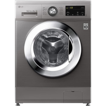 LG 9 Kg Washing Machine, Inverter Direct Drive Motor, 6 Motion, 1400 Rpm, Steam Function, Stainless Steel Drum, Platinum Silver Color - F4J3Vyg5P, 1 Year Warranty