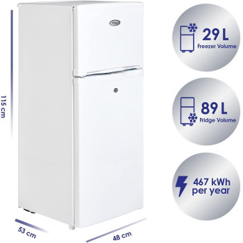 Super General 175 Litres Gross Compact Double Door Refrigerator-Freezer, Reversible Door, Tropical Compressor, White, Sgr-175-H, 48 X 53 X 115 Cm, 1 Year Warranty