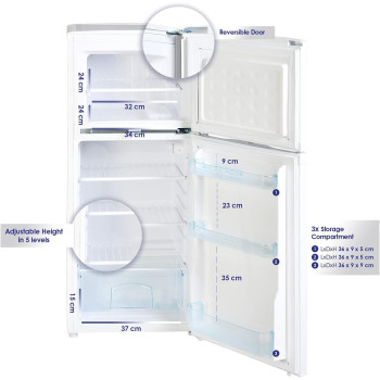 Super General 175 Litres Gross Compact Double Door Refrigerator-Freezer, Reversible Door, Tropical Compressor, White, Sgr-175-H, 48 X 53 X 115 Cm, 1 Year Warranty