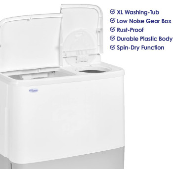 Super General 10 Kg Twin-Tub Semi-Automatic Washing Machine, White, Efficient Top-Load Washer With Low Noise Gear Box, Spin-Dry, Sgw-1056-N, 84 X 49 X 92 Cm, 1 Year Warranty