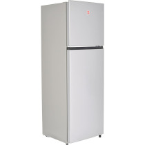 Hoover 300 Litres Double Door Refrigerator, 2 Glass Shelves, 3 Bottle Storage Racks, Reversible Door, Frost Free Fridge, Steel Finish, Led Lights, Htr-H300S (Silver), 1 Year Warranty