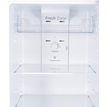 Hoover 300 Litres Double Door Refrigerator, 2 Glass Shelves, 3 Bottle Storage Racks, Reversible Door, Frost Free Fridge, Steel Finish, Led Lights, Htr-H300S (Silver), 1 Year Warranty