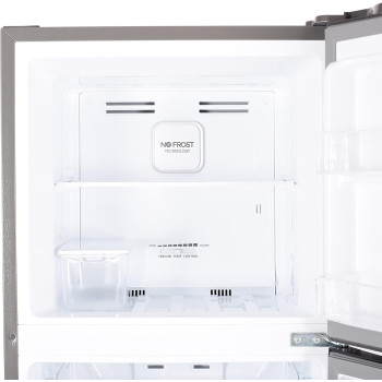 Hoover 300 Litres Double Door Refrigerator, 2 Glass Shelves, 3 Bottle Storage Racks, Reversible Door, Frost Free Fridge, Steel Finish, Led Lights, Htr-H300S (Silver), 1 Year Warranty