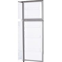 Hoover 300 Litres Double Door Refrigerator, 2 Glass Shelves, 3 Bottle Storage Racks, Reversible Door, Frost Free Fridge, Steel Finish, Led Lights, Htr-H300S (Silver), 1 Year Warranty
