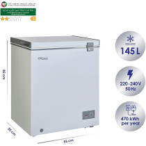 Super General Chest-Freezer 200 Liter Gross Volume, Sgf-222-Hms, Grey, Compact Deep-Freezer With Storage-Basket, Lock And Key, Wheels, 70 X 55 X 85 Cm, 1 Year Warranty