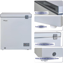 Super General Chest-Freezer 200 Liter Gross Volume, Sgf-222-Hms, Grey, Compact Deep-Freezer With Storage-Basket, Lock And Key, Wheels, 70 X 55 X 85 Cm, 1 Year Warranty