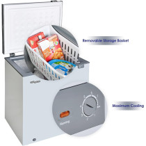 Super General Chest-Freezer 200 Liter Gross Volume, Sgf-222-Hms, Grey, Compact Deep-Freezer With Storage-Basket, Lock And Key, Wheels, 70 X 55 X 85 Cm, 1 Year Warranty
