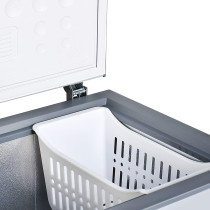 Super General Chest-Freezer 200 Liter Gross Volume, Sgf-222-Hms, Grey, Compact Deep-Freezer With Storage-Basket, Lock And Key, Wheels, 70 X 55 X 85 Cm, 1 Year Warranty