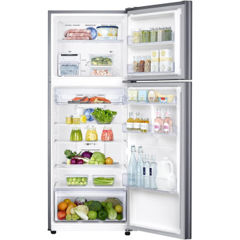 Samsung Tmf Refrigerator, Twin Cooling Plus, Tempered Glass Shelves, Dit Silver Finish, 384 Litres, 20 Year Warranty On Digital Inverter Compressor