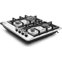 Nikai 4 Burner Gas Hob With Auto Ignition, Cast Iron Support, Full Safety Features, Straight Flame, Stainless Steel Body, Rapid Burner, Semi-Rapid Burner, Auxiliary Burner - Ngh3005N, 1 Year Warranty
