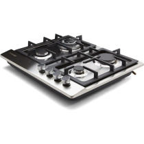 Nikai 4 Burner Gas Hob With Auto Ignition, Cast Iron Support, Full Safety Features, Straight Flame, Stainless Steel Body, Rapid Burner, Semi-Rapid Burner, Auxiliary Burner - Ngh3005N, 1 Year Warranty
