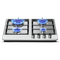 Nikai 4 Burner Gas Hob With Auto Ignition, Cast Iron Support, Full Safety Features, Straight Flame, Stainless Steel Body, Rapid Burner, Semi-Rapid Burner, Auxiliary Burner - Ngh3005N, 1 Year Warranty