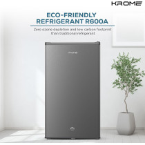 Krome 120L Single Door Refrigerator, Energy Class E F, Ideal For Small Spaces, Reversible Door, Mini Fridge Suitable For Kitchen, Bedroom, Office And Bar, Inox Silver, KR-RDC120H, 1 Year Warranty