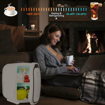 TDOO Mini Makeup Fridge, 6 Liter 9 Can Ac Dc Portable Thermo Electric Cooler And Warmer Refrigerators For Skincare, Beverage, Food, Home, Office And Car, Includes Plugs For Home Outlet And 12V Car Charger, 1 Year Warranty