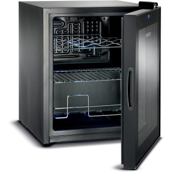 Kenwood Beverage Cooler 12 Bottles Wine Cooler Refrigerator With Double Glass Door, Blue Light, Smart Temperature Control Bcm12.000Bk, Black, 1 Year Warranty