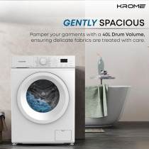 Krome 6 Kg 1000 Rpm Front Load Washing Machine, Led Display With Universal Motor, 5 Star Energy Efficient, 16 Wash Programs With Variable Temperature Setting, White - KR-WFL60S, 1 Year Warranty