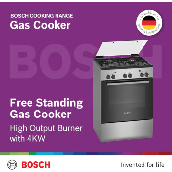 Bosch Freestanding Gas Cooker, 60 Cm, Stainless Steel, HGA120B51M, Min 1 Year Manufacturer Warranty