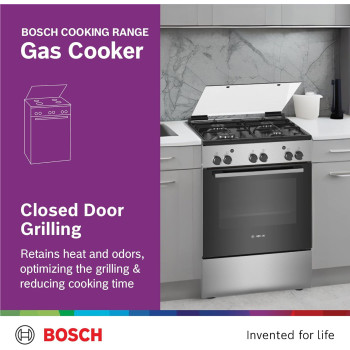Bosch Freestanding Gas Cooker, 60 Cm, Stainless Steel, HGA120B51M, Min 1 Year Manufacturer Warranty