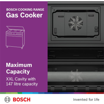 Bosch Cooking Range 147 Litres, Gas Cooker 90-60 Cm, Stainless Steel Gas Range Cooker, German Engineering Gas Cooker Hgv1D0V50M, 1 Year Warranty