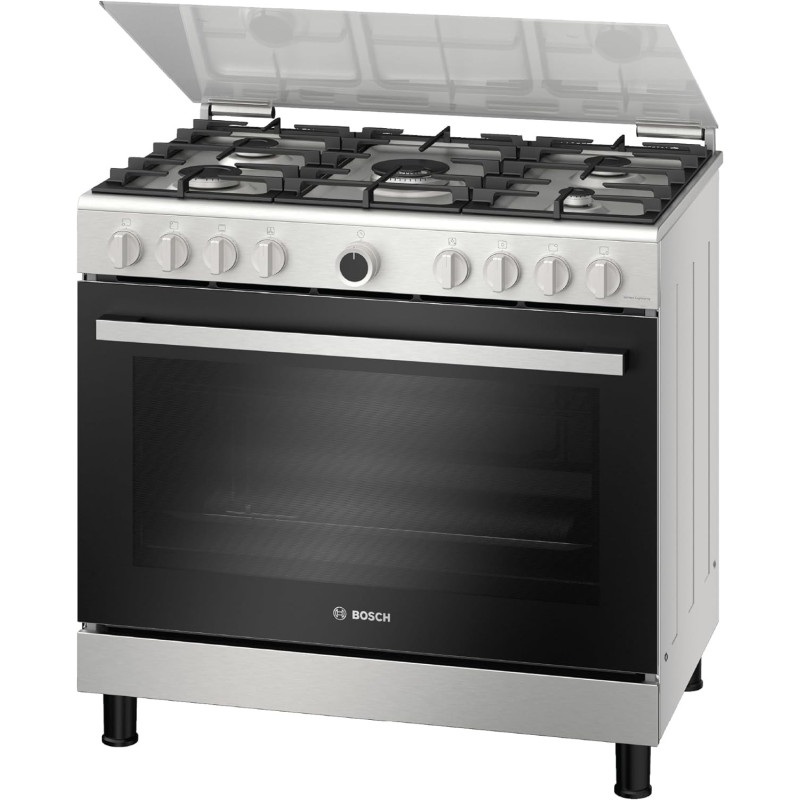 Bosch Cooking Range 147 Litres, Gas Cooker 90-60 Cm, Stainless Steel Gas Range Cooker, German Engineering Gas Cooker Hgv1D0V50M, 1 Year Warranty